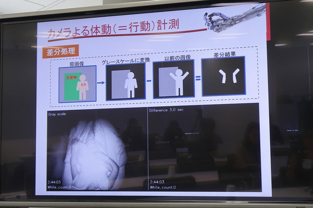 赤外線機能を備えたWebカメラで、就寝時の体の動きを撮影