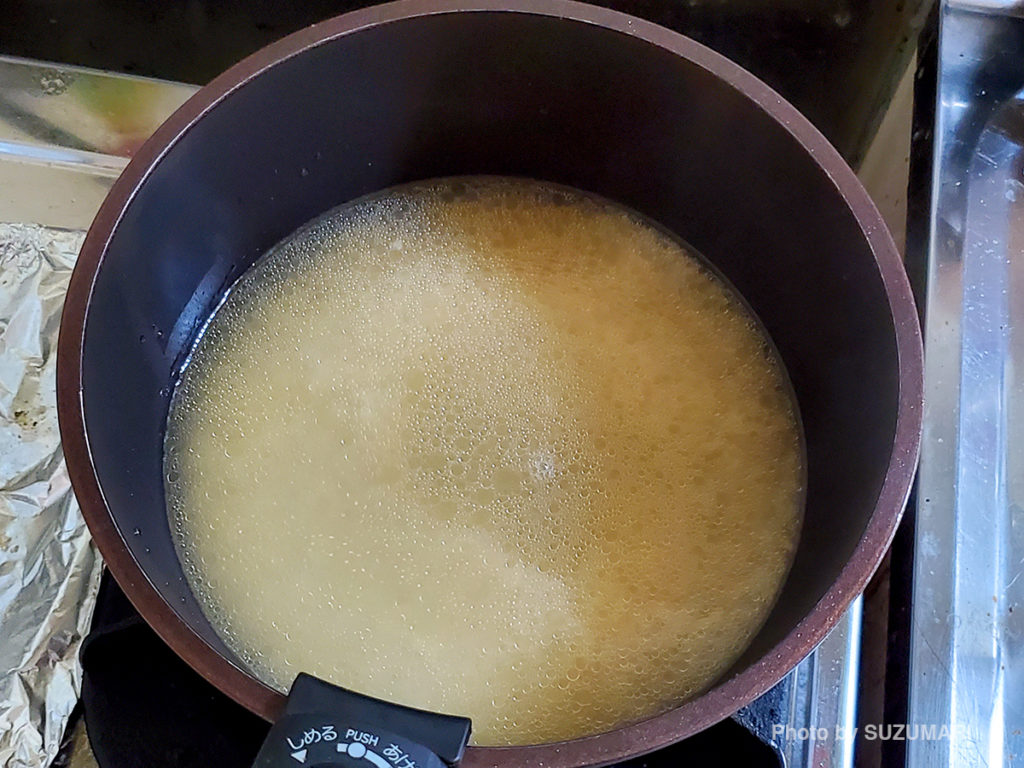 ジャスミンライスに茹で汁投入