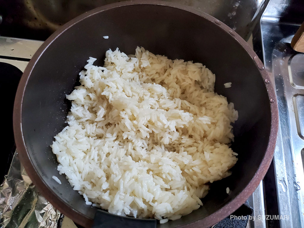 混ぜてさらに蒸らして
