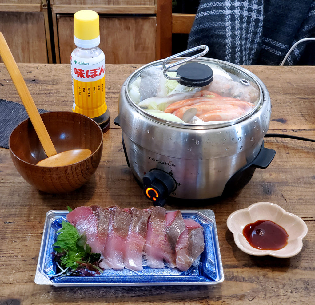 お刺身を食べてる間に沸騰します